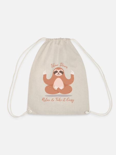 Sloth Slow Down, Relax & Take it Easy - Drawstring Bag - nature