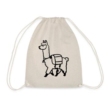 Alpaca Lama Hiking Gift Idea - Drawstring Bag - nature - Front