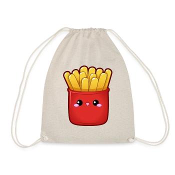 French fries fries fast food face frieze USA - Drawstring Bag - nature - Front