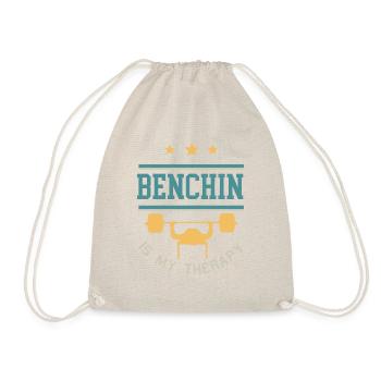 Ironic Gym Quote Benchpress as Therapy Lifting - Drawstring Bag - nature - Front