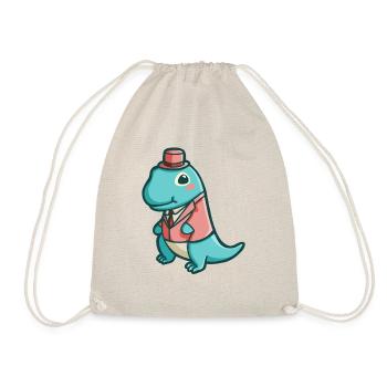 hugadino gentleman dino, cute dinosaur - Drawstring Bag - nature - Front