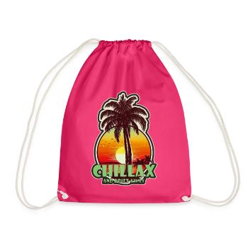 "Chillax Sunset Palm T-Shirt" - Drawstring Bag - fuchsia - Front
