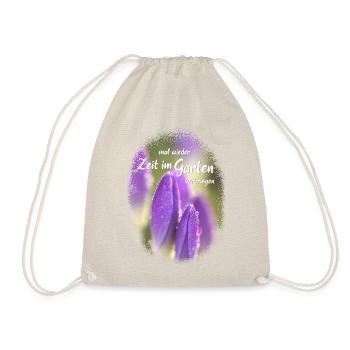 Enjoy time in the garden again crocuses purple flower - Drawstring Bag - nature - Front