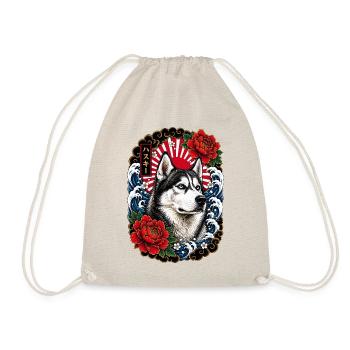 Siberian Husky im japanischen Irezumi Stil - Turnbeutel - Natur - Vorne