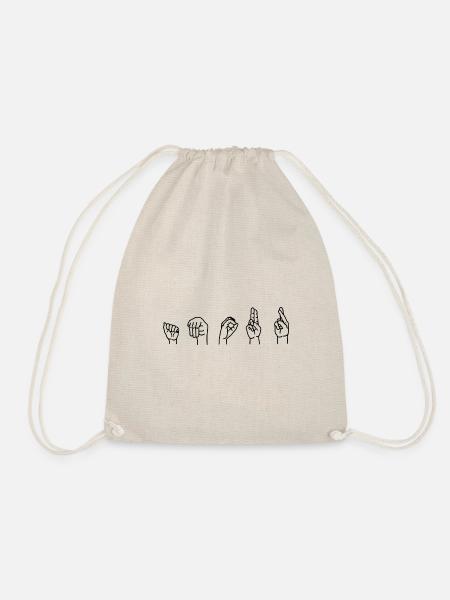 Love French sign language LSF gift - Drawstring Bag - nature