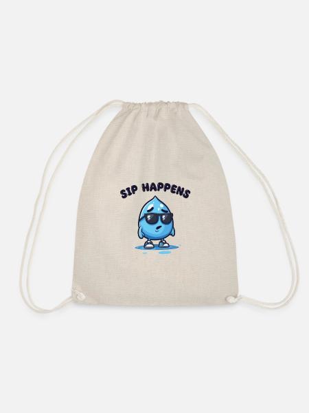 sip happens - Wassertropfen Comicfigur - Turnbeutel - Natur