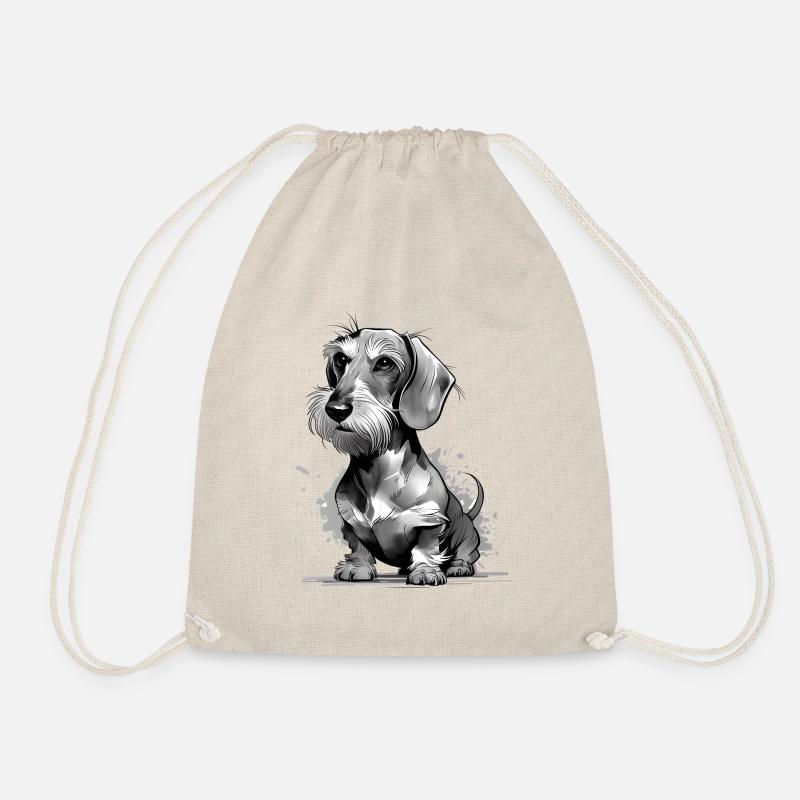 Wire-haired dachshund drawn - Dachshund painted - Drawstring Bag - nature