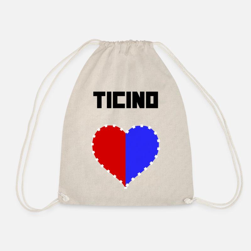 Ticino / Tessin mit Herz & Flagge schwarz - Turnbeutel - Natur