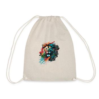 Magnifique tête de lion colorée avec splash - Sac de sport léger - nature - Devant