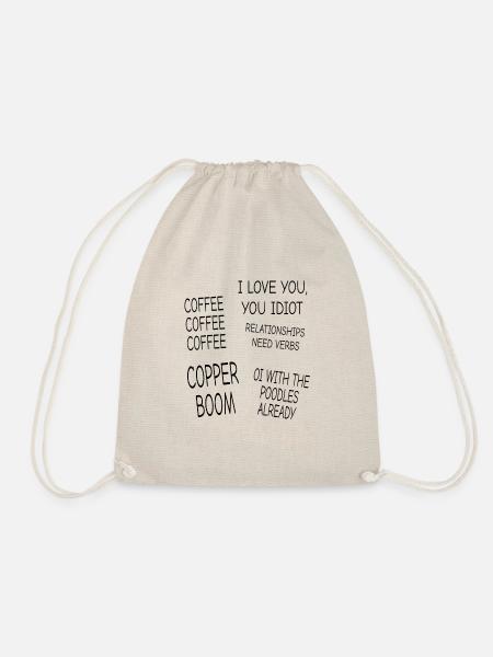 Coffee Coffee Coffee, Cooper Boom, Sticker Pack - Drawstring Bag - nature