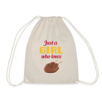 girl loves chicken - Drawstring Bag - nature - Front