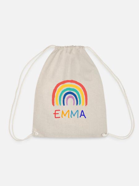 Emma Mädchen Name Kinder Regenbogen - Turnbeutel - Natur