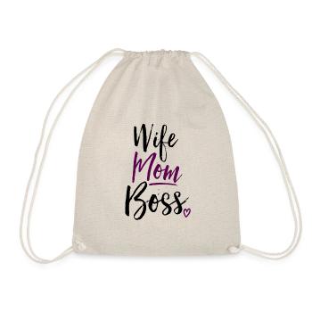 Wife Mom Boss Muttertag Mama Superwoman - Turnbeutel - Natur - Vorne