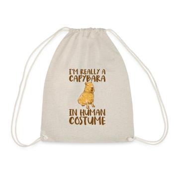 I am Rally A Capybara in human costume. - Drawstring Bag - nature - Front