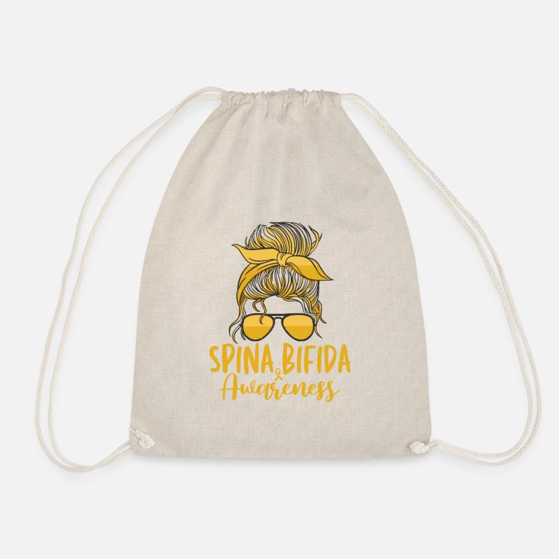 Spina Bifida Messy Bun Hair for Consciousness - Drawstring Bag - nature