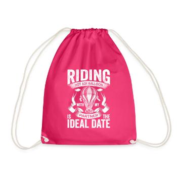 Hot Air Ballooning Sports Lovers Balloons - Drawstring Bag - fuchsia - Front