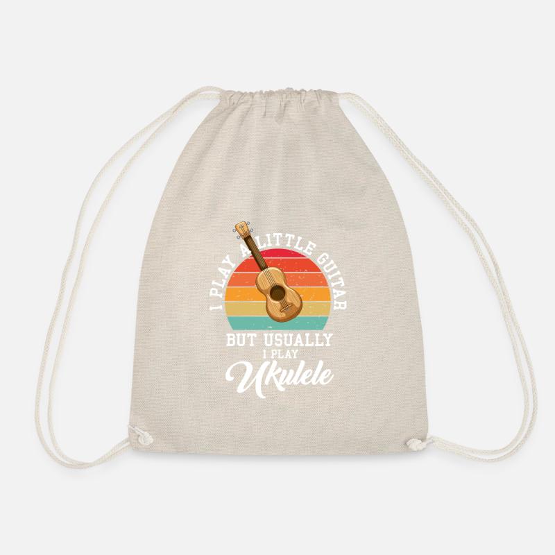 I Play Guitar Ukulele Player Hawaiian Music - Drawstring Bag - nature