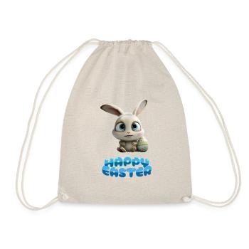 Funny Cute Happy Easter Bunny - Drawstring Bag - nature - Front