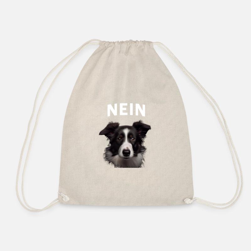 Statement Border Collie, Nö Fun, Einfach Nö, Nein - Turnbeutel - Natur