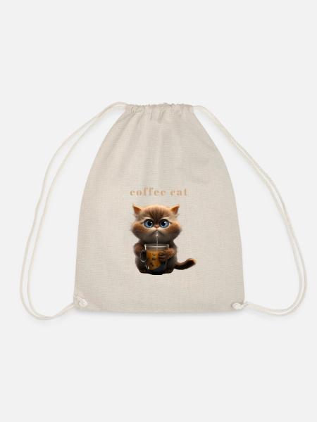Kaffee Katze Kaffeeliebhaber Genussmensch - Turnbeutel - Natur