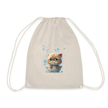 Lustiges Katzen Motiv Katze Haustier Katzen Wäsche - Turnbeutel - Natur - Vorne