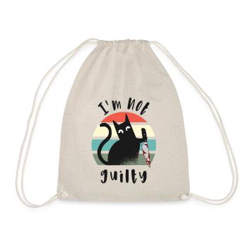 I'm not guilty, Innocent Cat with knife - Drawstring Bag - nature - Front