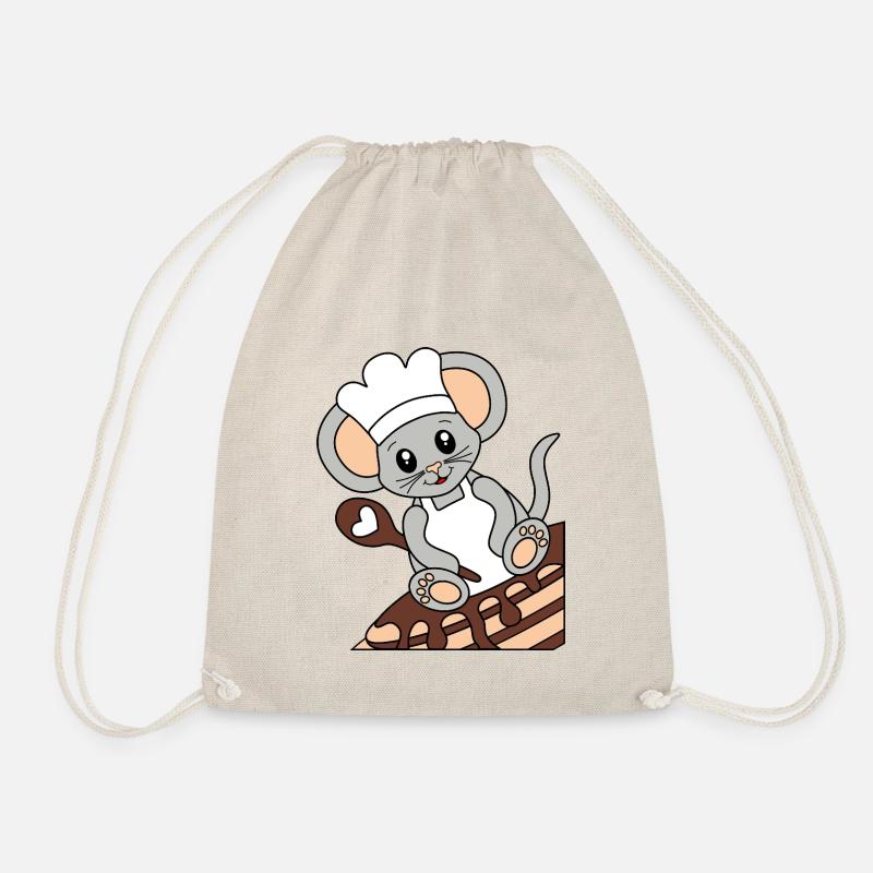 Mouse cook on pancakes - Drawstring Bag - nature