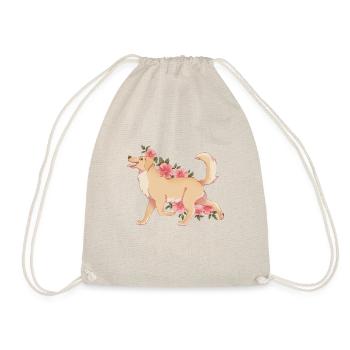 Golden Retriever Dog Flowers Beautiful Dog Trainer - Drawstring Bag - nature - Front