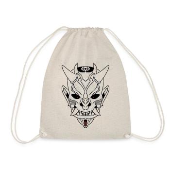 Japan Samurai Monster Skull - Drawstring Bag - nature - Front