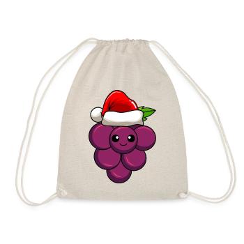 Weintrauben Weihnachten Comic Xmas - Turnbeutel - Natur - Vorne