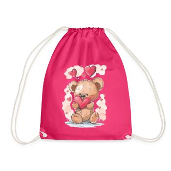Cute Bear - Drawstring Bag - fuchsia - Front