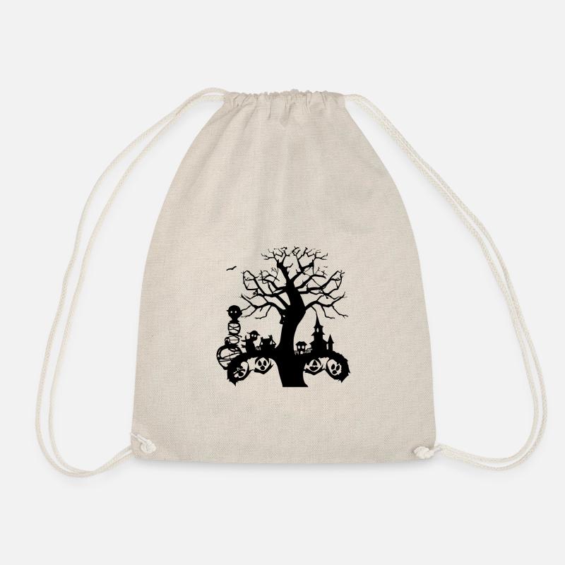 Helloween Tree with Houses - Turnbeutel - Natur
