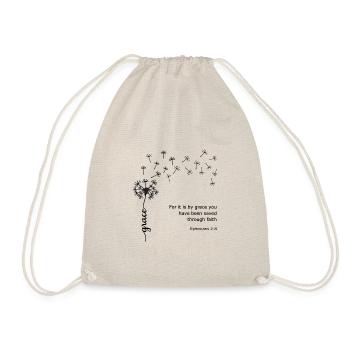 Grace Dandelion Christian design Ephesians 2:8 - Drawstring Bag - nature - Front
