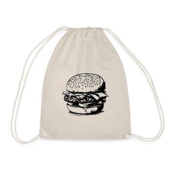 Hamburger Burger Fastfood Grillen Cheeseburger - Turnbeutel - Natur - Vorne