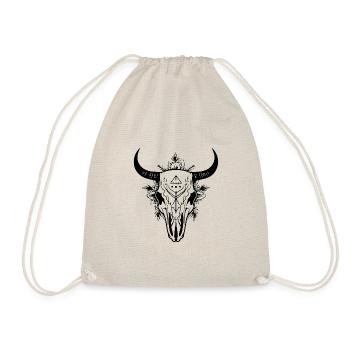 Kuh Schädel Boho - Turnbeutel - Natur - Vorne