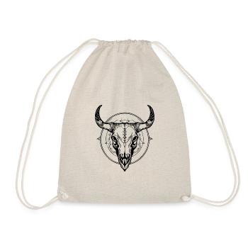 Kuh Schädel Boho - Turnbeutel - Natur - Vorne
