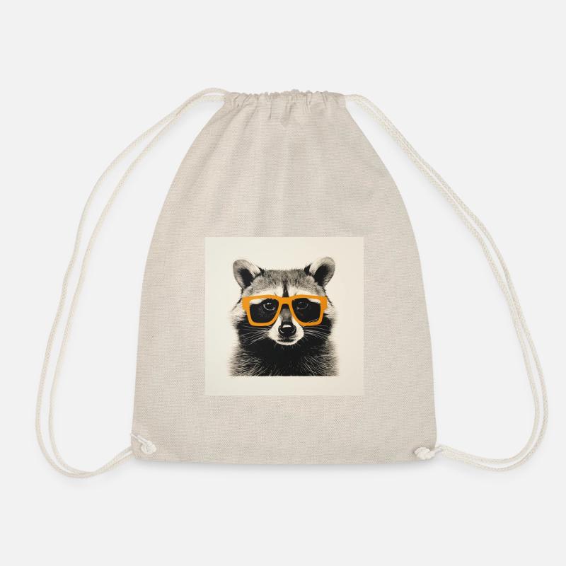 Cute raccoon with glasses - Drawstring Bag - nature