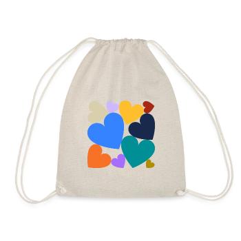 Colorful hearts in a square - Drawstring Bag - nature - Front