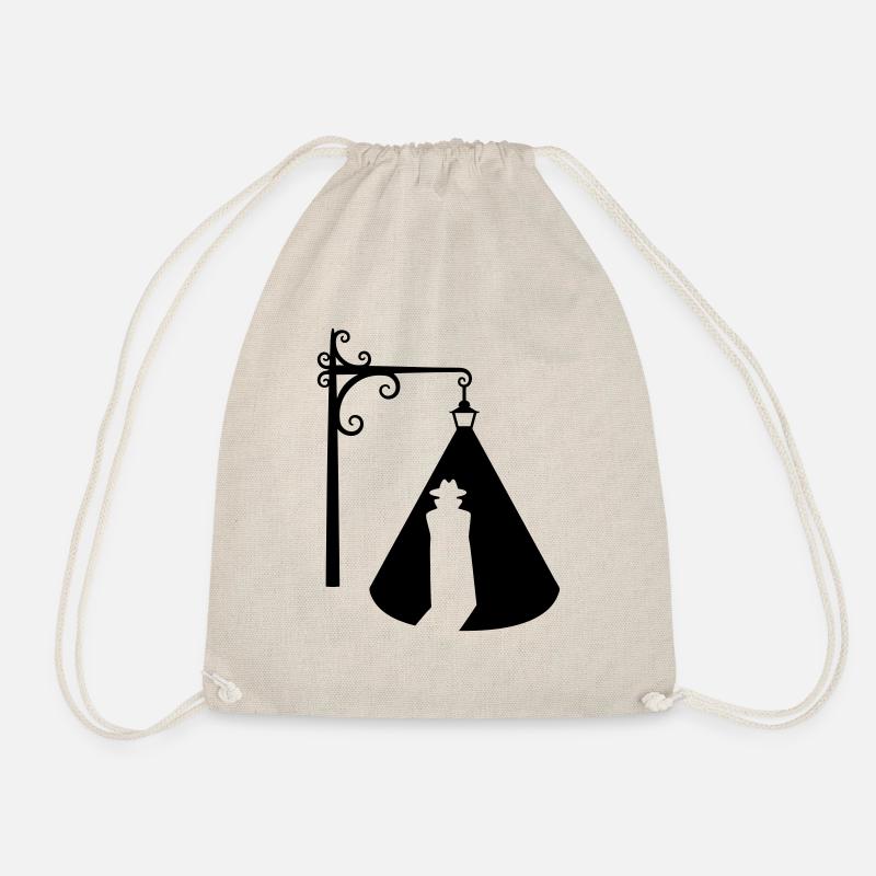 man under street light silhouette - Drawstring Bag - nature