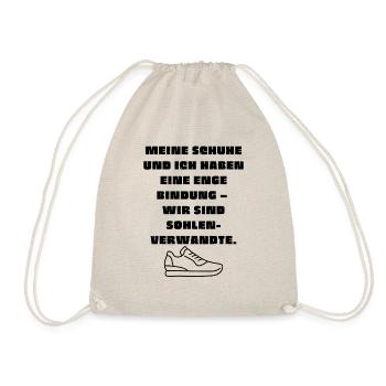 Lustiger Spruch T-Shirt Sohlenverwandte - Turnbeutel - Natur - Vorne