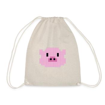 Pixelated pig head - Drawstring Bag - nature - Front
