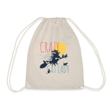 Lustiges Katzenlady Motiv Geschenk - Turnbeutel - Natur - Vorne