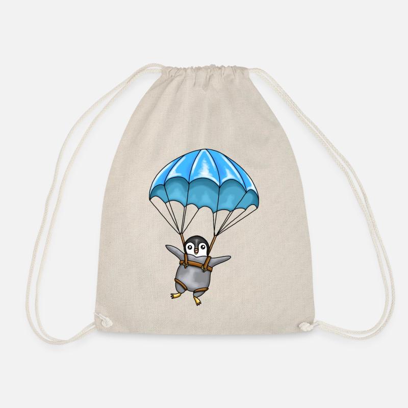 Penguin with a parachute - Drawstring Bag - nature