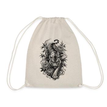Japanese tiger in Irezumi tattoo style - Drawstring Bag - nature - Front