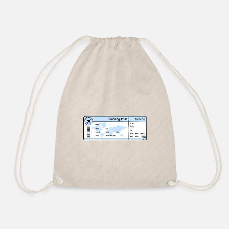 Flugticket - Boarding Pass - Turnbeutel - Natur