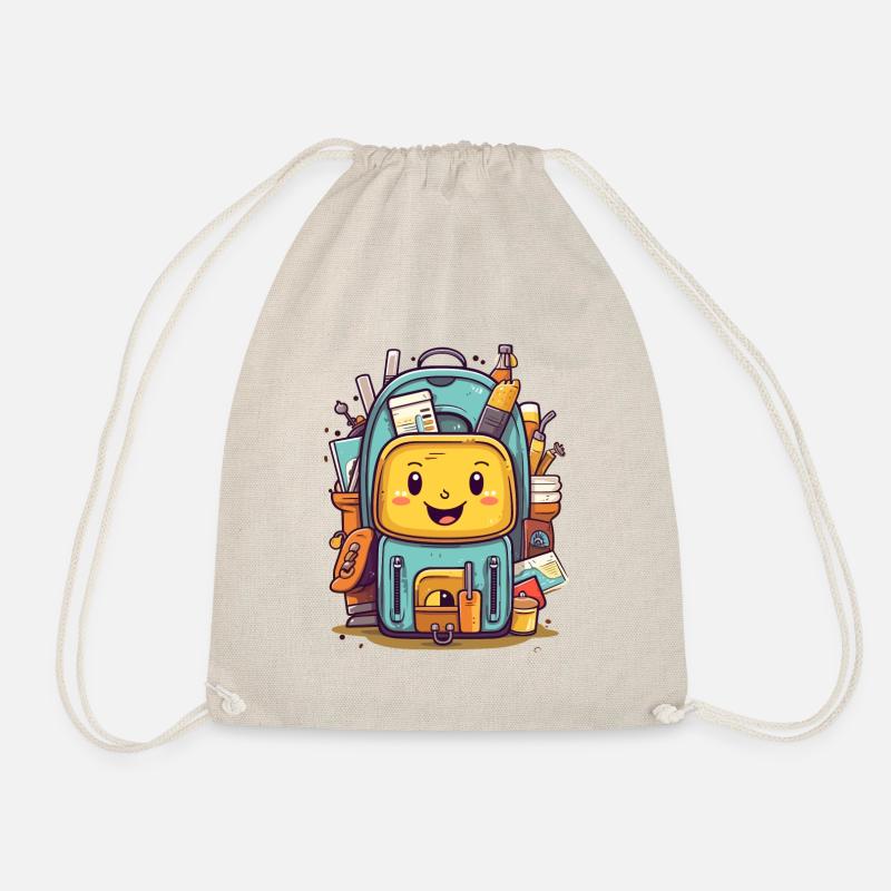 cute cartoon bag school - Drawstring Bag - nature