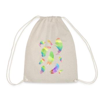 Feathers Rainbow vintage style gift idea - Drawstring Bag - nature - Front