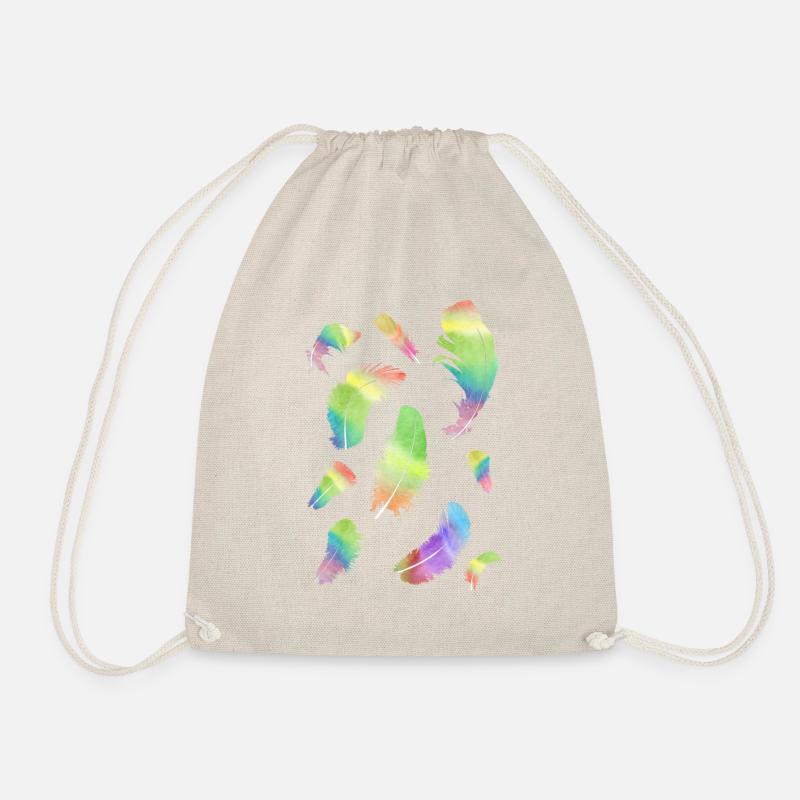 Federn Regenbogen vintage styl Geschenkidee - Turnbeutel - Natur