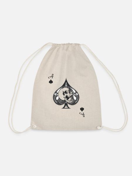 Pik Ass Poker Karte Halloween Kostüm Schädel Spiel - Turnbeutel - Natur