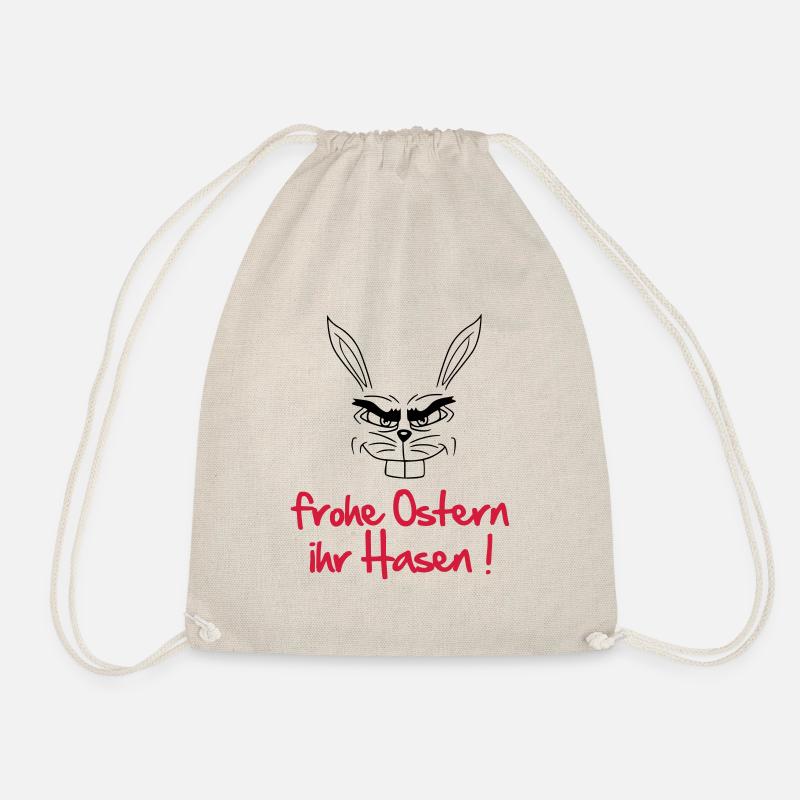 Frohe Ostern Happy Easter Hase Böse 2021 - Turnbeutel - Natur